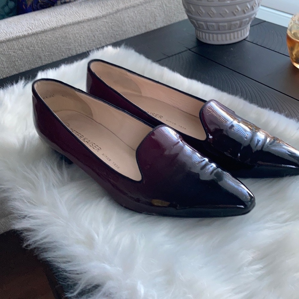 Peter Kaiser UK women’s patent leather deep two tone burgundy shoes